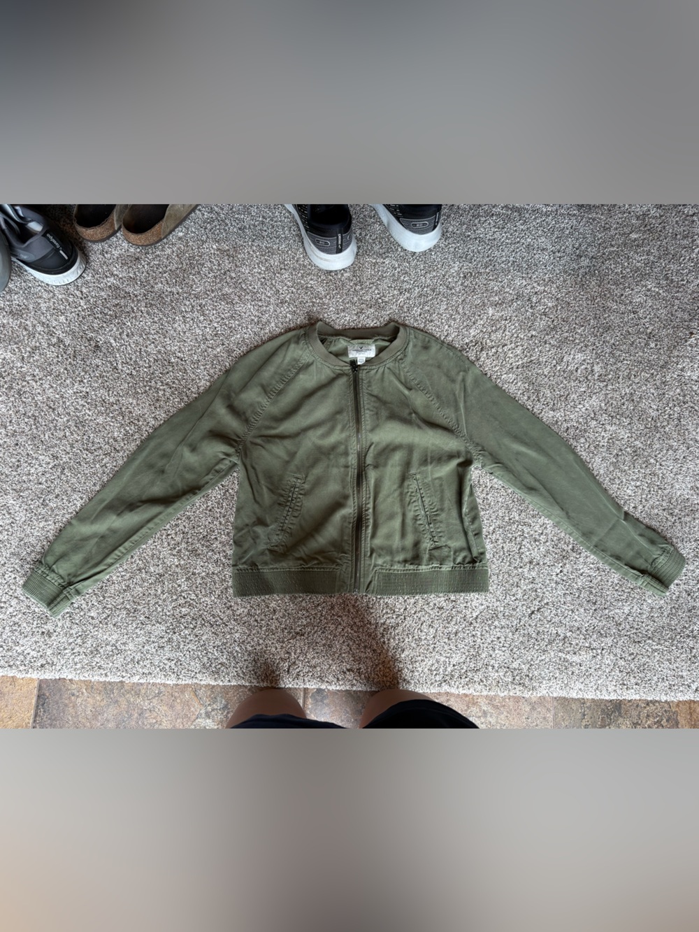 American Eagle Outfitters Olive Green Bomber Jacket - Picture 2 of 4